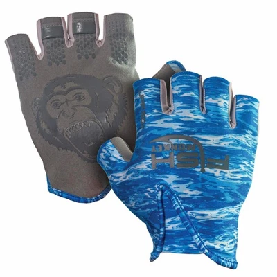 Guantes deportivos grandes azules camuflados en el agua para pesca con cubierta y actividades al aire libre Foto 1 de 4
