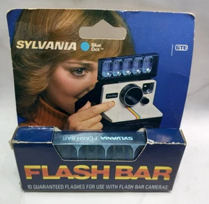 Vintage Sylvania GTE Blue Dot Flash Bar Polaroid fotocamere 10 flash made in USA - Foto 1 di 5