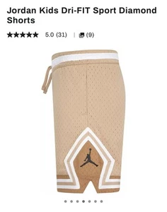 Jordan Kids Dri-FIT Sport Diamond Shorts, Youth Large, Tan/Brown - Picture 1 of 5