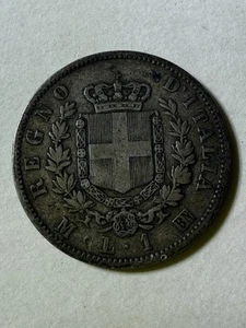 1867 M Italy 1 Lire Coin Very Nice - Picture 1 of 2