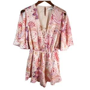NWT Lovers + Friends Women's Epiphany Paisley Romper Pink Size XS New - Picture 1 of 11
