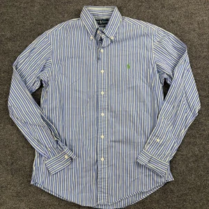 Polo Ralph Lauren Shirt Men's M Long Sleeve Button Down Blue Green Striped  Pony - Picture 1 of 6