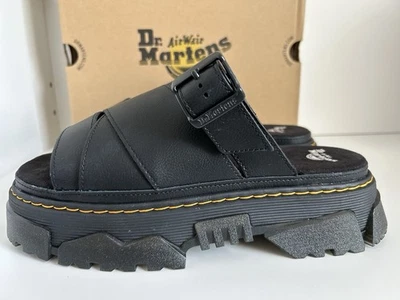 NUEVO EN CAJA Sandalias Dr. Martens Mattison Plataforma Deslizable Para Mujer Talla US 10 Cuero Negro Foto 1 de 4