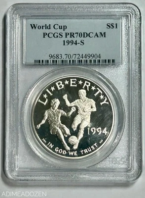 1994-S $1 World Cup Tournament Silver Dollar (PCGS PF70 DCAM) MT5379DE - Image 1 of 4