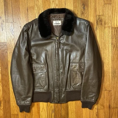 Vintage 1970s Military G-1 Goatskin Leather Flying Bomber USN Flyer’s Jacket 46 - Image 1 of 4