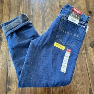 WRANGLER Riggs Workwear Denim Pants Insulated Lined  Rugged Jeans 33x32 Blue NWT - Picture 1 of 9