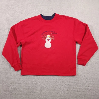 Sudadera De Colección M&C Sport Abuela Cuello Redondo Bordada Para Mujer Mediana Roja Muñeco de Nieve Foto 1 de 4