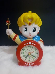 Vintage Quartz Sailor Moon Alarm Clock Tested & Working **MISSING HAIR & KNOB**  - Picture 1 of 9