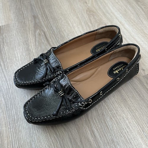 Clarks Scarpe Donna 7 5 M Nero Artigianale Dunbar Groove Mocassino Guida