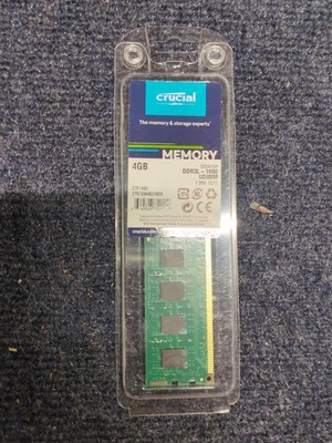 Factory Sealed Crucial CT51264BD160B 4 GB DDR3L-1600 UDIMM RAM Memory - Image 1 of 3