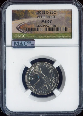 2015-D Blue Ridge Quarter NGC MS67 Holiday Sale 🎁 - Image 1 of 2
