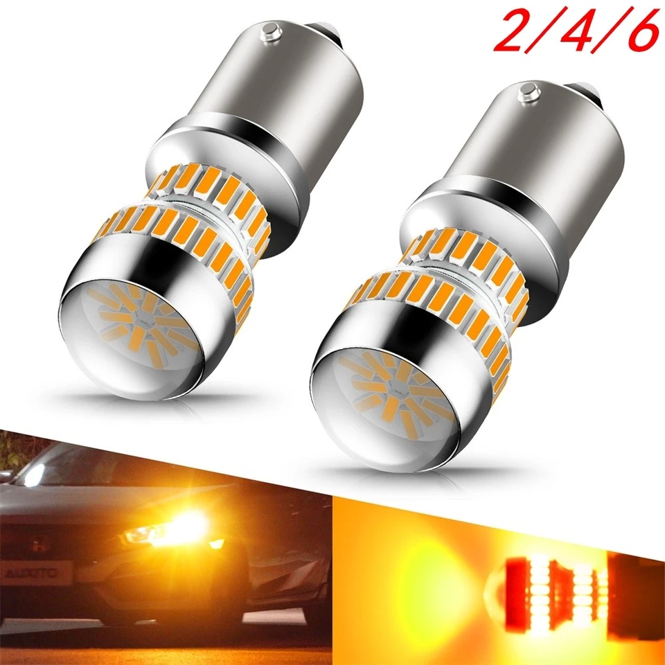 2/4/6 AUXITO LED Front Turn Signal BA15S Light Bulbs 1156 7506 Amber Yellow 54H - Image 1 of 1