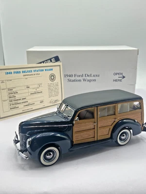 Vintage 1940 Ford Delux Station Wagon Lyon Blue 1:24 Model Car by Danbury Mint - Image 1 of 4
