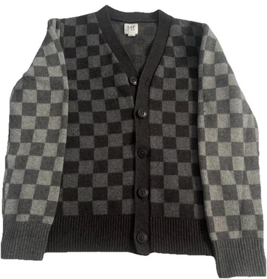 Suéter Cárdigan Gap Kids Cuadros Cuello en V - Gris - M Foto 1 de 4