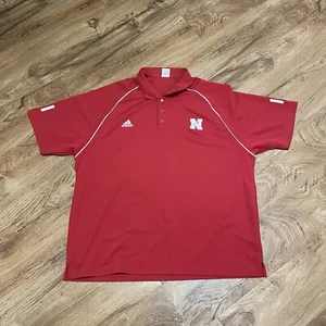 Adidas Nebraska Cornhuskers Red Polo Shirt Men Size 2XL NCAA Huskers Football - Picture 1 of 9