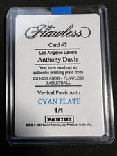 2019-20 Flawless Anthony Davis 1/1 Cyan Printing Plate