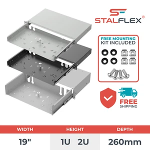 19 Zoll 1U 2U RACK Halterung Glasfaser Verteiler Box Schublade montierbar Frontplatte - Bild 1 von 13