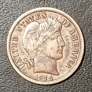 Silber Barber Dime Denver Mint 1914-D - Bild 1 von 2