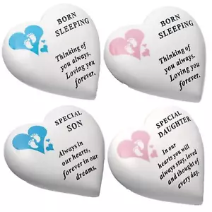 Baby Graveside Memorial Heart Ornament Footprints - Choose Design - Picture 1 of 5