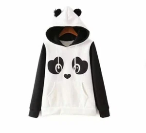 Women Girl Cute Panda Ear Long Sleeve Pocket Pullover Soft Hoodie Sweatshirt - Picture 1 of 5