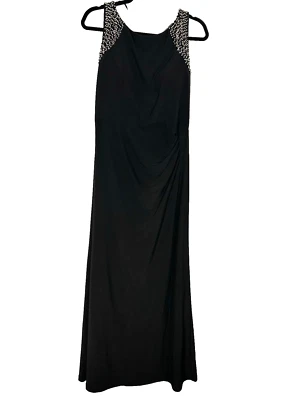 Alex Evenings 长裙晚礼服串珠肩鞘风格黑色 10 — 第 1/4 张图片