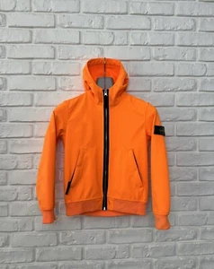 Boy's Stone Island Junior Full Zip Bomber Jacket Hoodie Soft Shell Orange 10Y - Picture 1 of 12