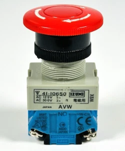 IDEC AVW 41-10650 Red Mushroom Head Push Twist Button w/ HW-C10 & HW-C01 - Picture 1 of 4