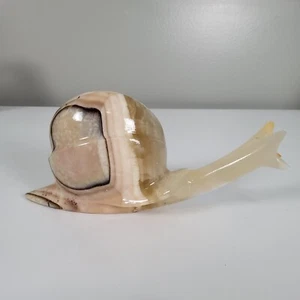 6.5' Crystal Snail Chalcedony Agate Snail Crystal Carving for Home Decor 3' Tall - Picture 1 of 15