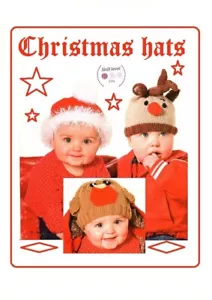 Baby Christmas hats knitting pattern DK. Robin, Reindeer & Santa. hat. - Picture 1 of 6