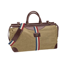 S.T. Dupont Iconic Beige Canvas & Brown With Leather Duffle Bag, 191300, New 