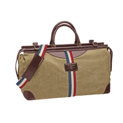S.T. Dupont Iconic Beige Canvas & Brown With Leather Duffle Bag, 191300, New  - Image 1 of 4