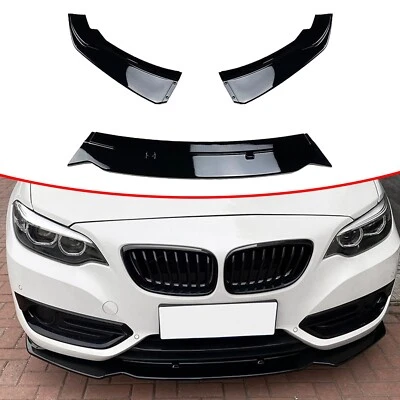 Divisor de labios alerón delantero negro vivo para BMW Serie 2 F22 220i 225i 228i 14-19 Foto 1 de 4