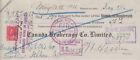 Chèque vintage annulé - Canada Brokerage Co. Limited Toronto 1916