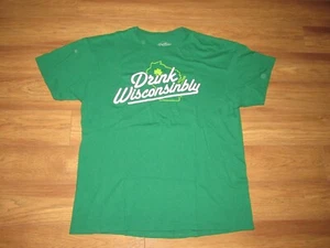 Drink Wiscsonsibly T-Shirt Men's Size XL Green Shamrock Irish - Foto 1 di 4