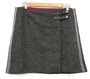 230575 Mujer L Grande PRANA W3QUIN316 Quincy Gris Negro Envolvente Mezcla Lana Falda EC - Imagen 1 de 6