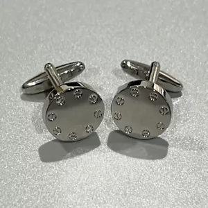 Silver Round Screw Head Rim Cufflinks For Men Birthday Wedding Anniversary Gift - Picture 1 of 6