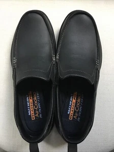 SKECHERS HARPER FORDE RELAXED FIT CASUAL SLIP ON LEATHER SHOE 56298 Black 9.5 - Picture 1 of 10