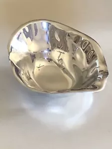 POTTERY BARN METAL POLISHED SILVER TONE “PASHA”IRREGULAR SHAPE BOWL 6,5”x5”x2,5” - Picture 1 of 8
