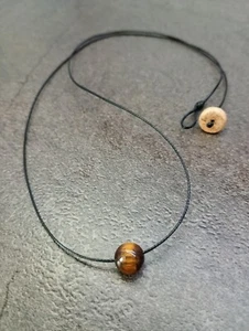 Tiger's Eye Gemstone Pendant Bead Necklace Men Women Surfer Boho Yoga Meditation - Picture 1 of 2