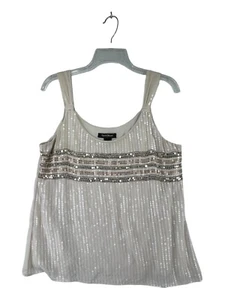 Blusa para mujer del mercado negro de la Casa Blanca talla L forrada de lentejuelas de marfil - Imagen 1 de 14