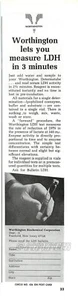 Magazine Print WORTHINGTON BIOCHEMICAL CORP 1969 Laboratory LDH Test Enzymes - Picture 1 of 1