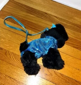 Poochie & Co Black Poodle Puppy Blue Sequin Glitter Purse - Picture 1 of 6