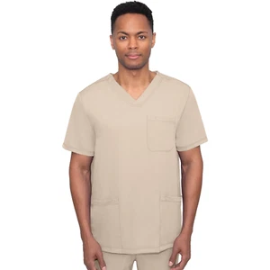 LANDAU Men's Scrub Top Beige Tan NWT - Size XL - Three Pocket V-Neck - Picture 1 of 11