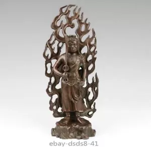 Antigua estatua de Buda Acalanatha de latón budismo tibetano guerrero espada Katana Fudo - Imagen 1 de 7