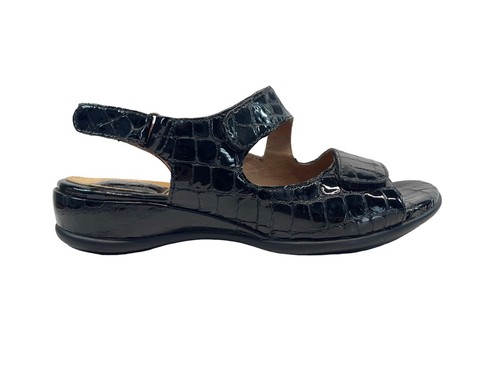 Sandali Clarks Artisan donna Sarasota stampa nero coccodrillo pelle verniciata 7 5 M