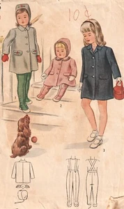 Simplicity 1096 Pattern Vintage Coat Leggings Hat Size 1 Complete 1940's - Picture 1 of 4