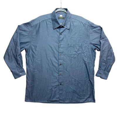 Camisa de Vestir Ermenegildo Zegna Para Hombre Talla XXL Azul Manga Larga Texturizada Abotonada Foto 1 de 4