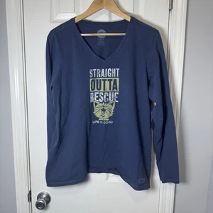 Life Is Good Straight Outta Rescue Damen Langarmshirt blau Gr. XL - Bild 1 von 4