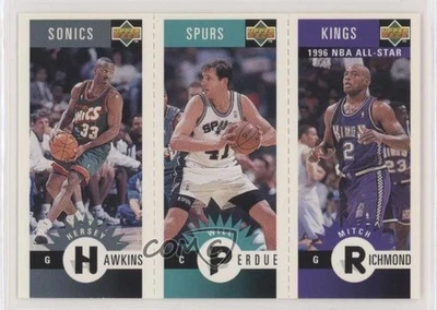 1996 Collector's Choice Mini-Cards Hersey Hawkins Will Perdue Mitch Richmond HOF - Image 1 of 2
