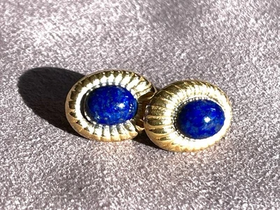 Beautiful 14k Gold Oval Lapis Lazuli Post Earrings - Image 1 of 4